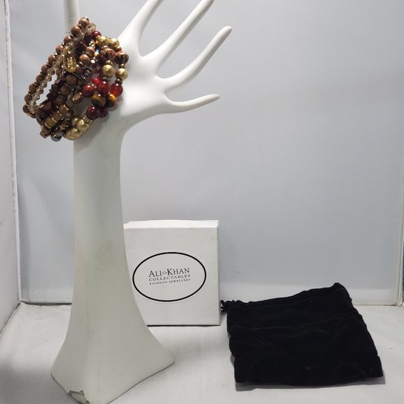 Ali khan 8pc multi color stone stretch beaded bracelet with gift box - Picture 2 of 4